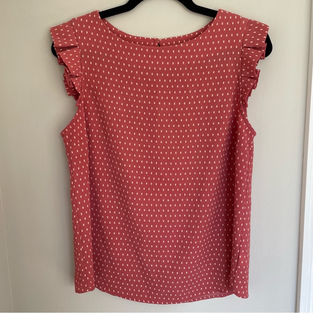 Retro Style Dusty Rose Frill Cap Sleeve Blouse